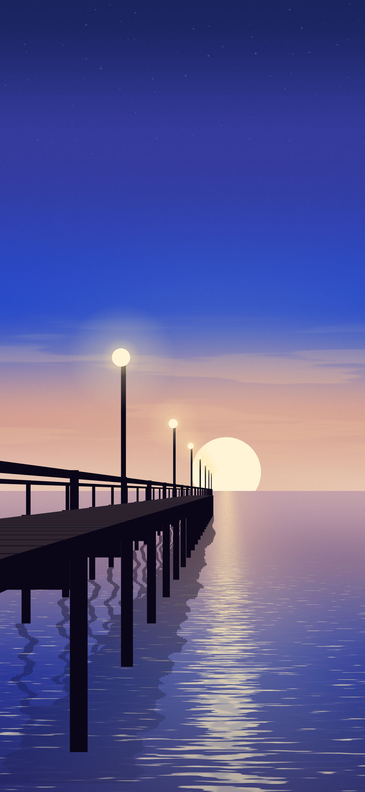Royal Blue Pier Sunset wallpaper for iPhone and Android