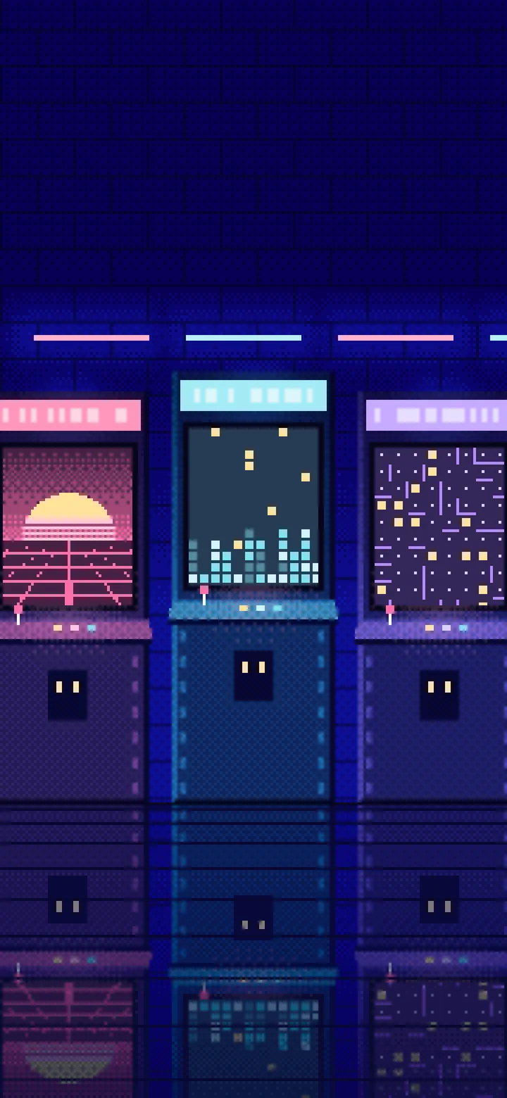 Royal Blue Pixel Art Arcade wallpaper for iPhone and Android