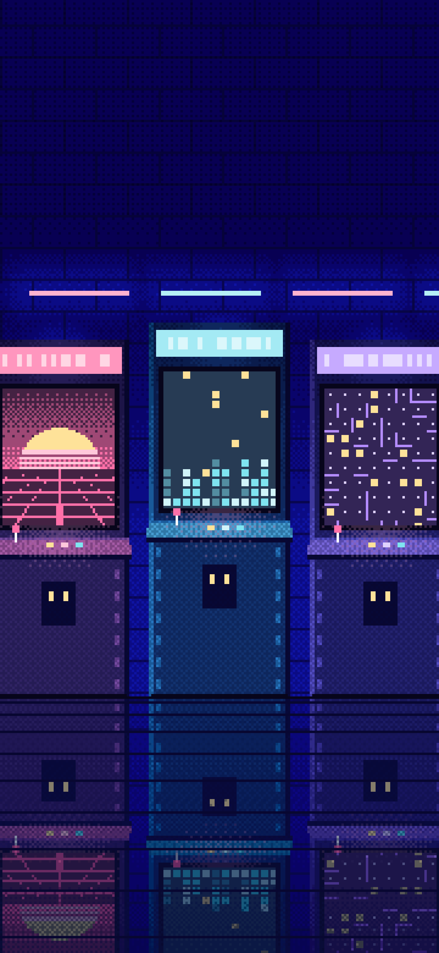 Royal Blue Pixel Art Arcade wallpaper for iPhone and Android