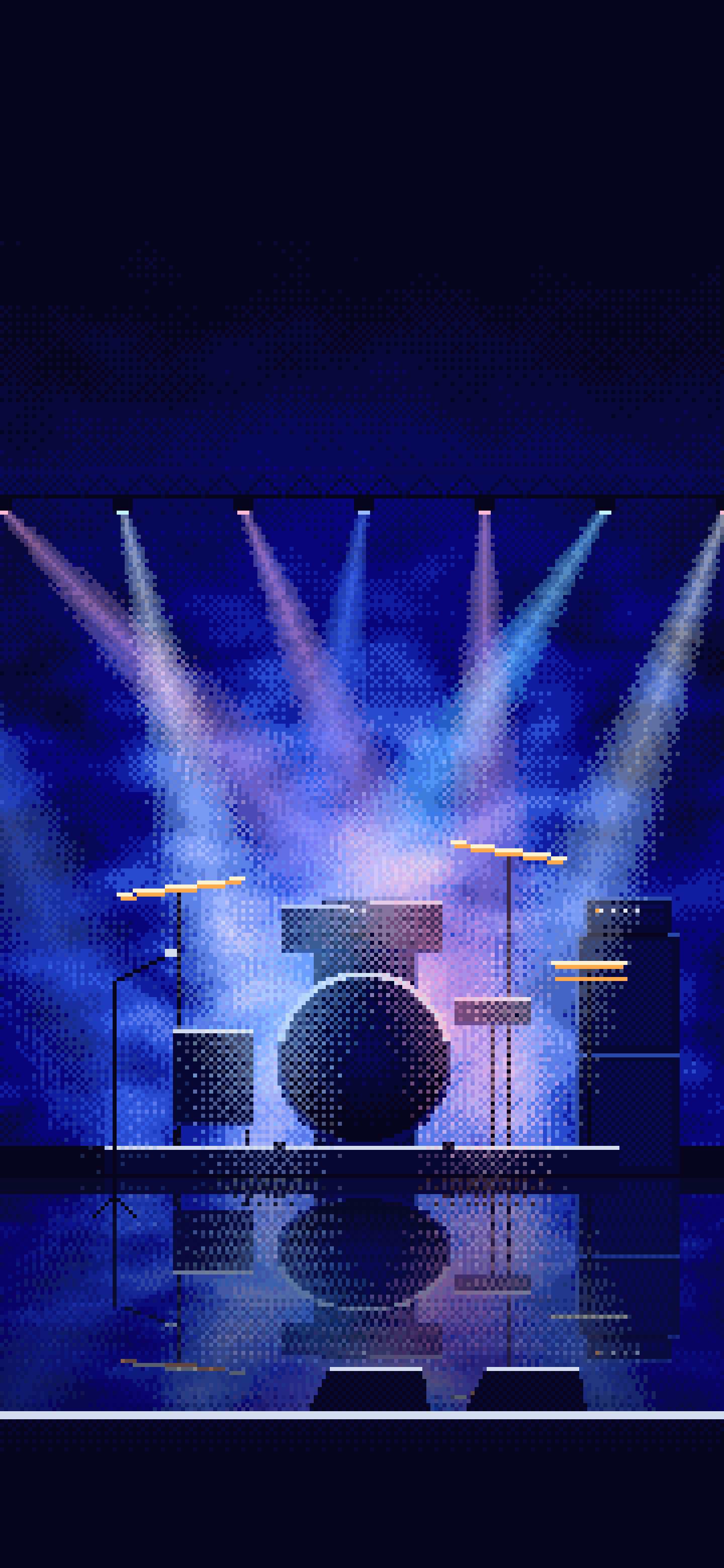 Royal Blue Pixel Art Concert Stage wallpaper for iPhone and Android