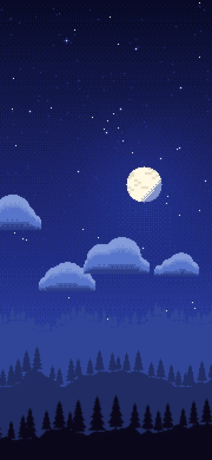 Royal Blue Pixel Art Night Sky wallpaper for iPhone and Android