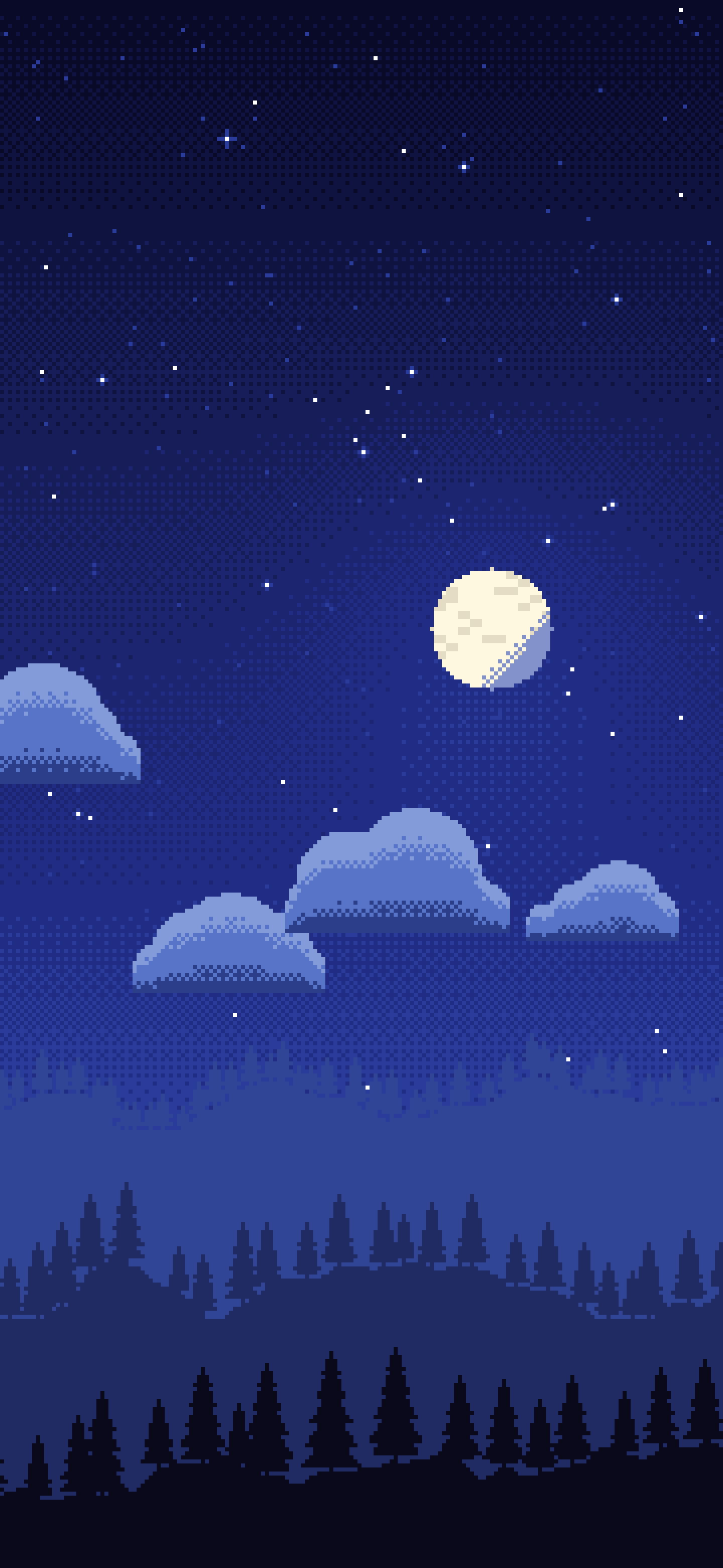 Royal Blue Pixel Art Night Sky wallpaper for iPhone and Android