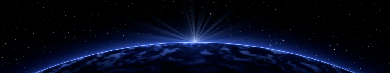 Royal Blue Planet Horizon triple monitor wallpaper, 7680 × 1440