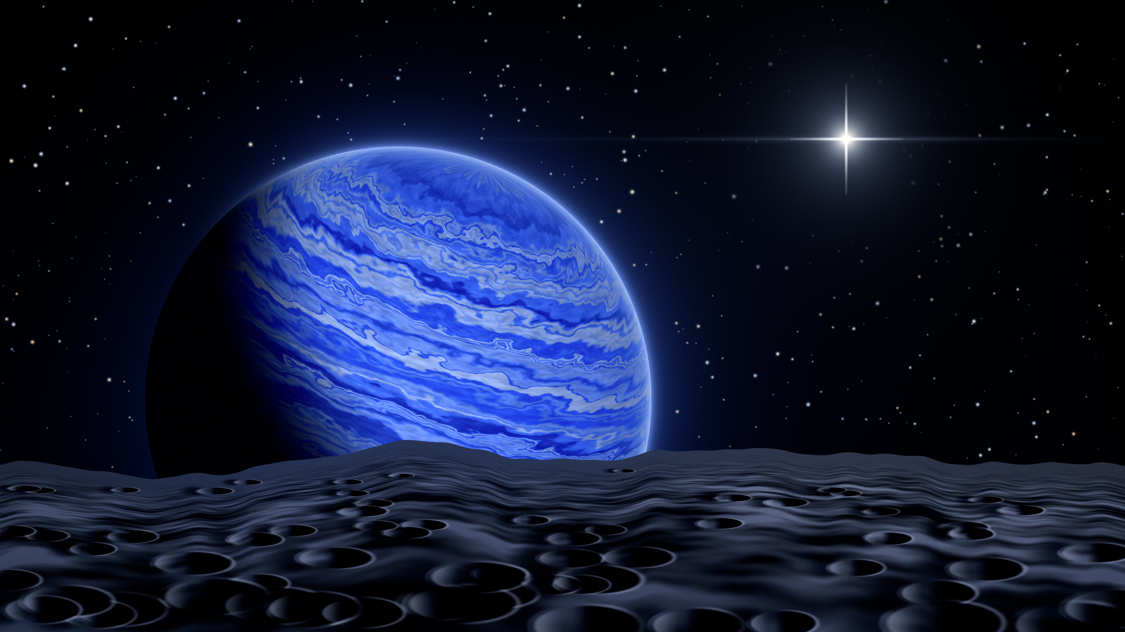 Royal Blue Planet Rise desktop wallpaper in 4K