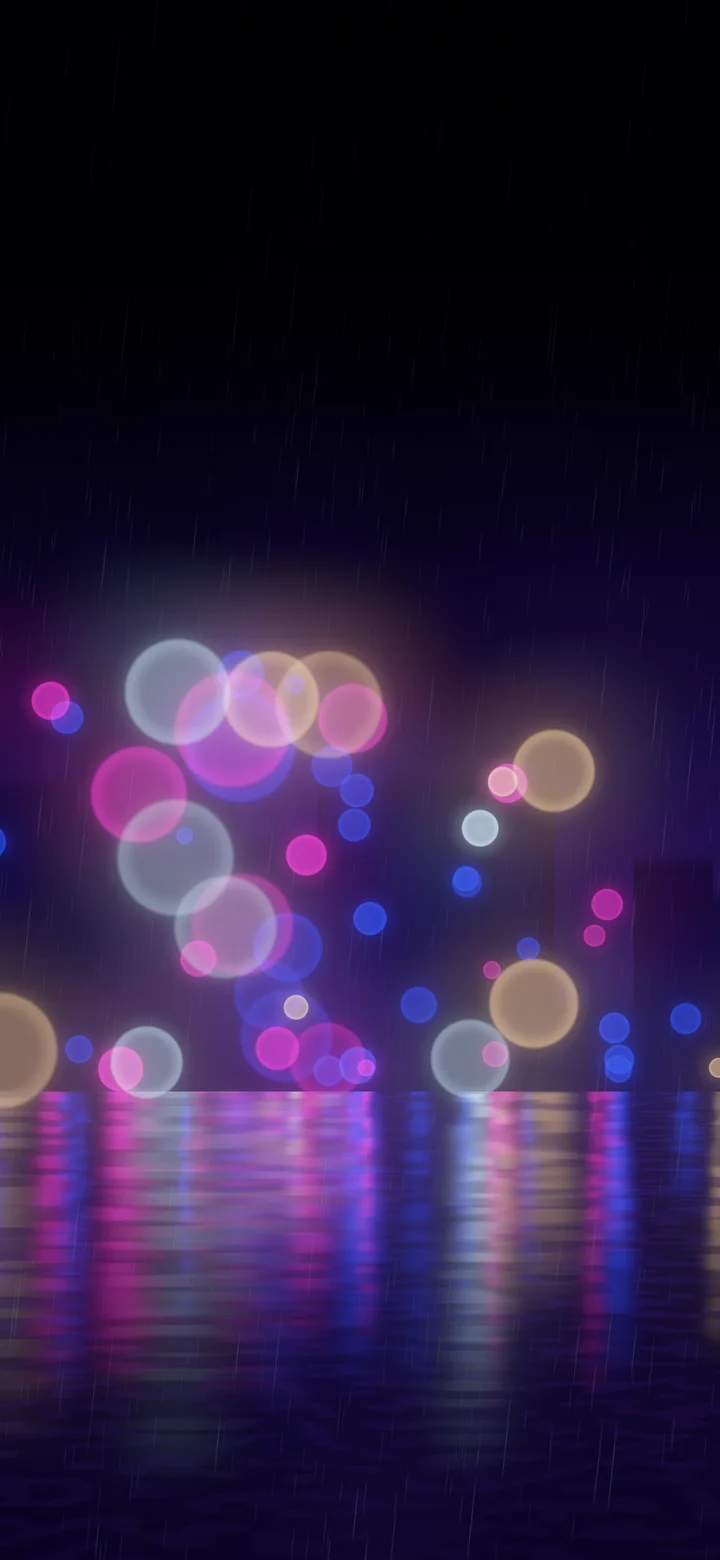 Royal Blue Rainy Neon City wallpaper for iPhone and Android
