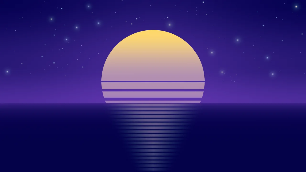Royal Blue Retro Striped Sun desktop wallpaper in 4K