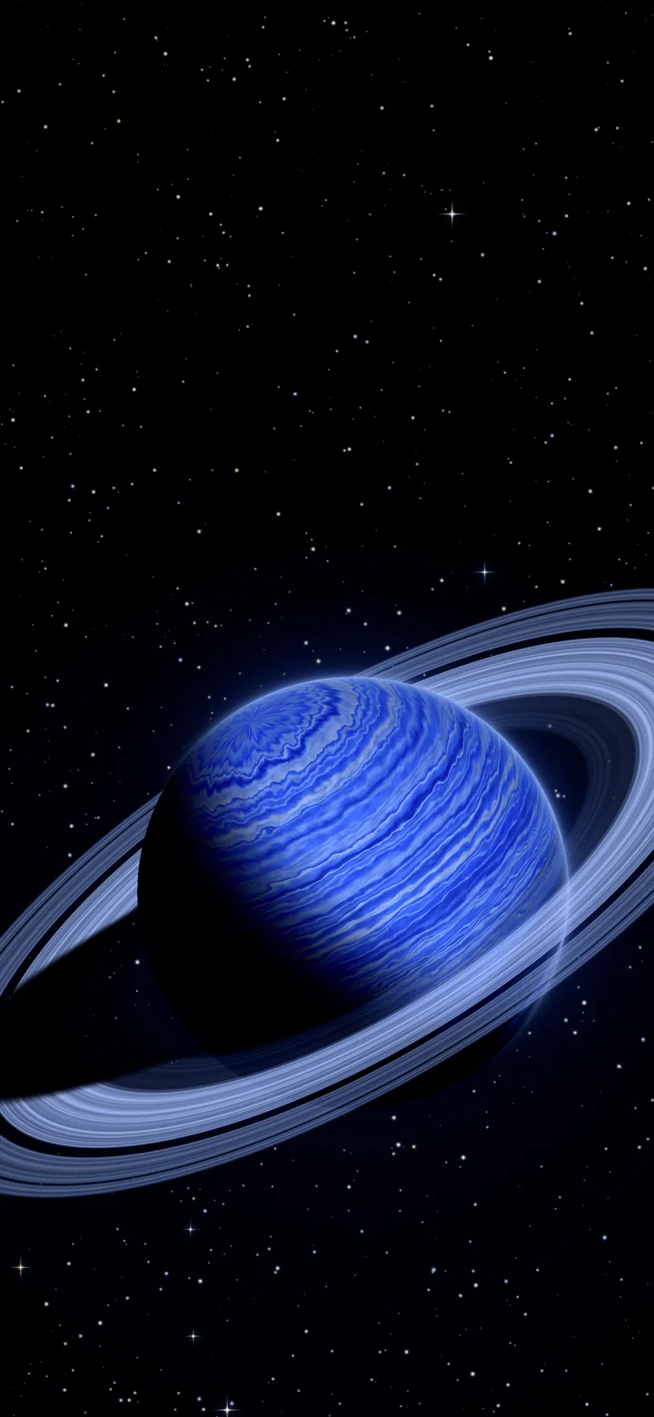 Royal Blue Ringed Saturn wallpaper for iPhone and Android