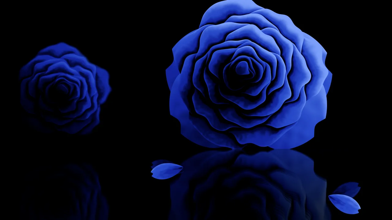 Royal Blue Rose Reflection desktop wallpaper in 4K