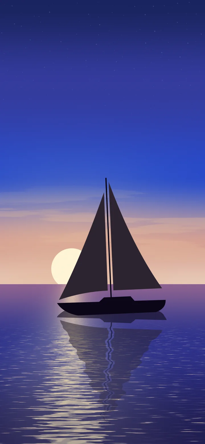 Royal Blue Sailboat Sunset wallpaper for iPhone and Android