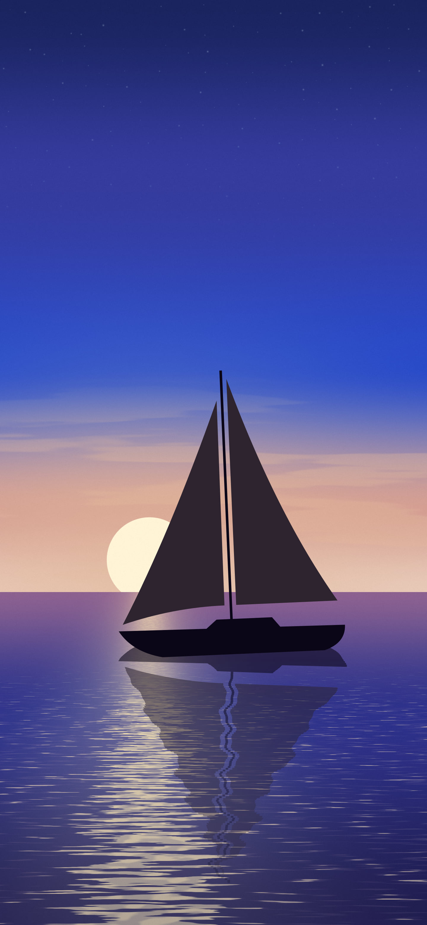 Royal Blue Sailboat Sunset wallpaper for iPhone and Android