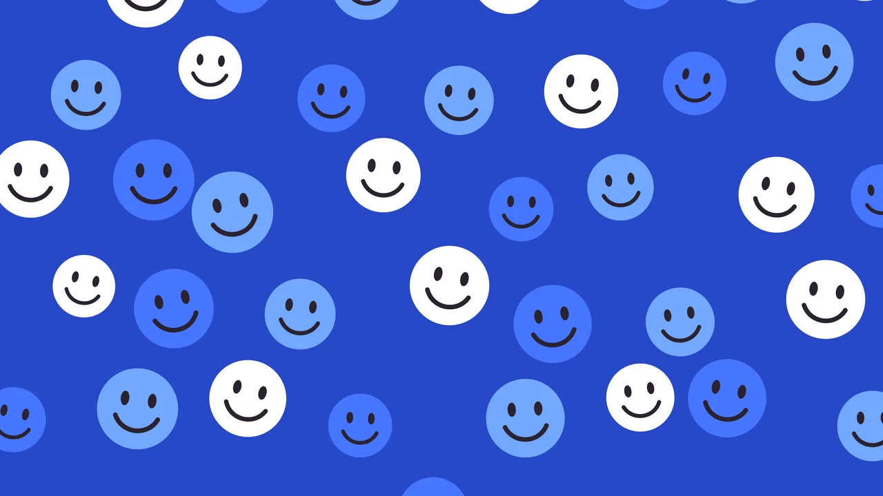 Royal Blue Smiley Face Pattern desktop wallpaper in 4K