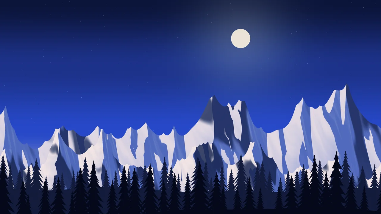 Royal Blue Snowy Mountains desktop wallpaper in 4K