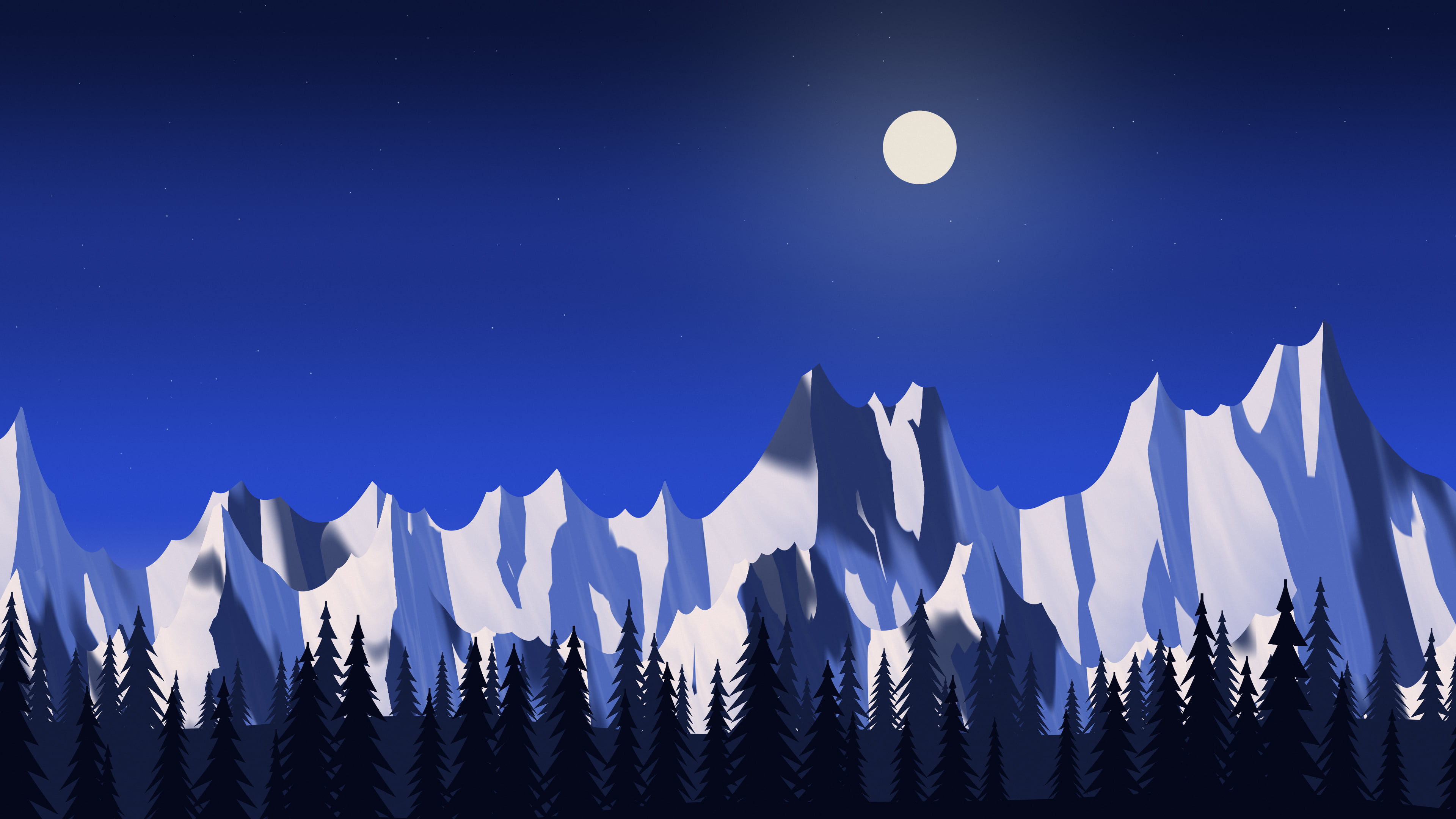 Royal Blue Snowy Mountains desktop wallpaper in 4K