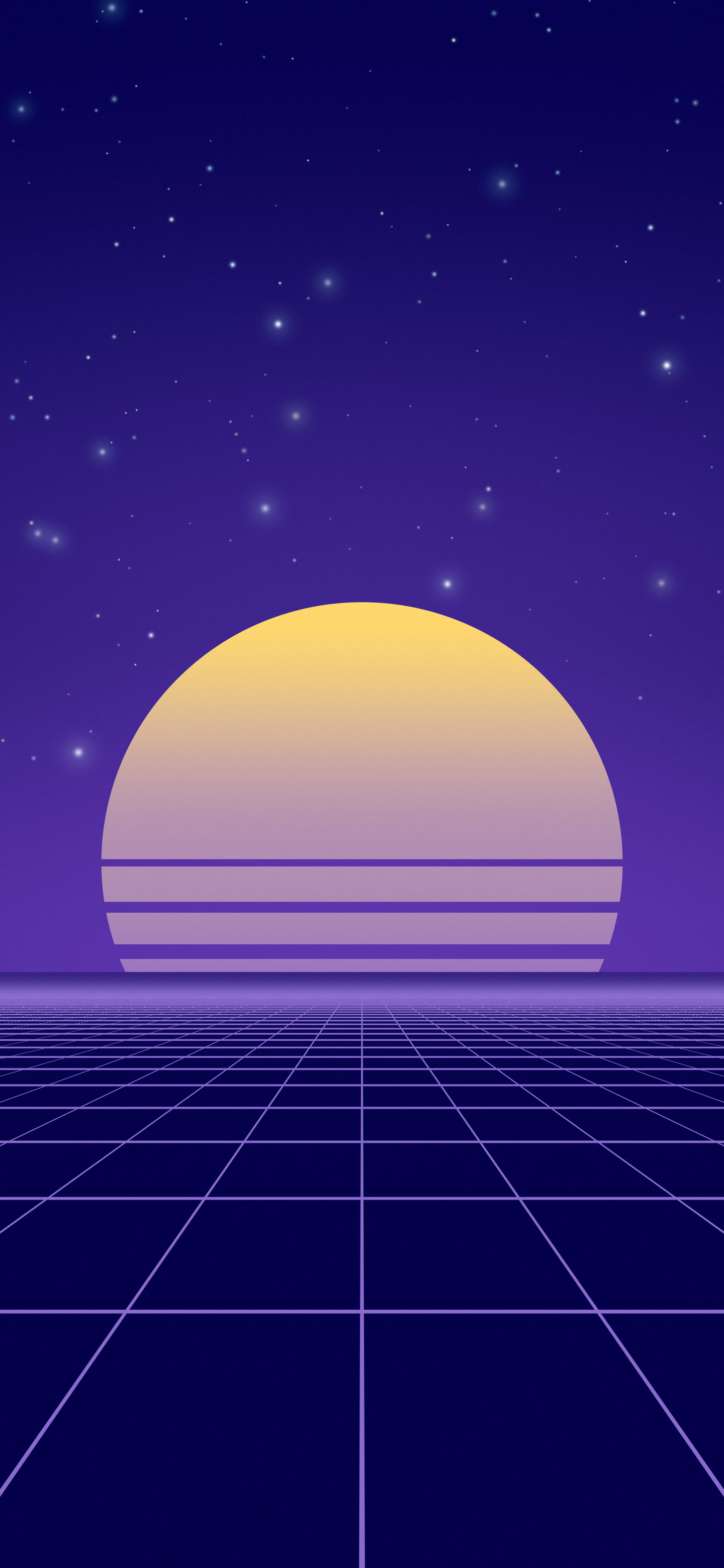Royal Blue Synthwave Grid Sunset wallpaper for iPhone and Android