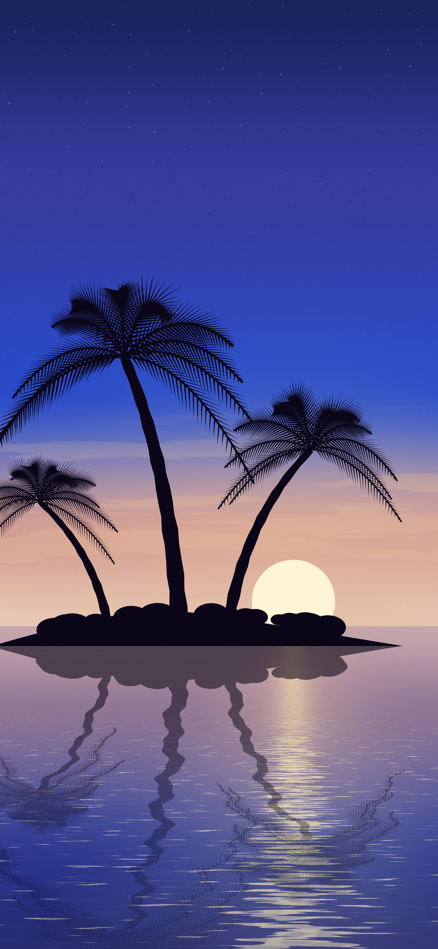 Royal Blue Tropical Island Sunset wallpaper for iPhone and Android