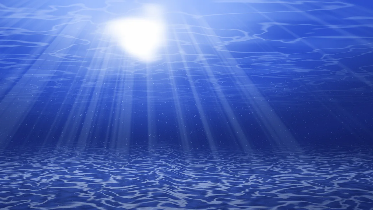 Royal Blue Underwater Sun Rays desktop wallpaper in 4K