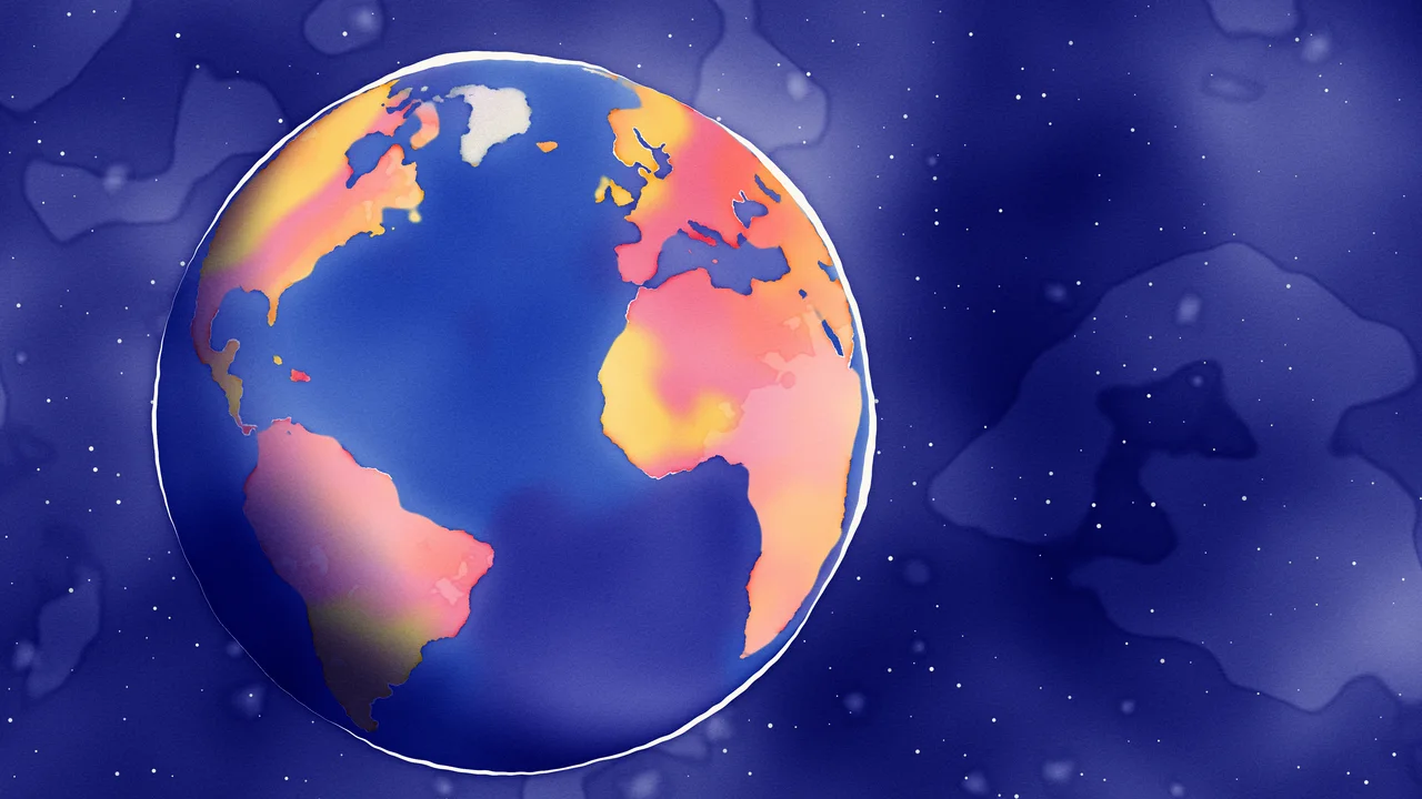 Royal Blue Watercolor Globe desktop wallpaper in 4K