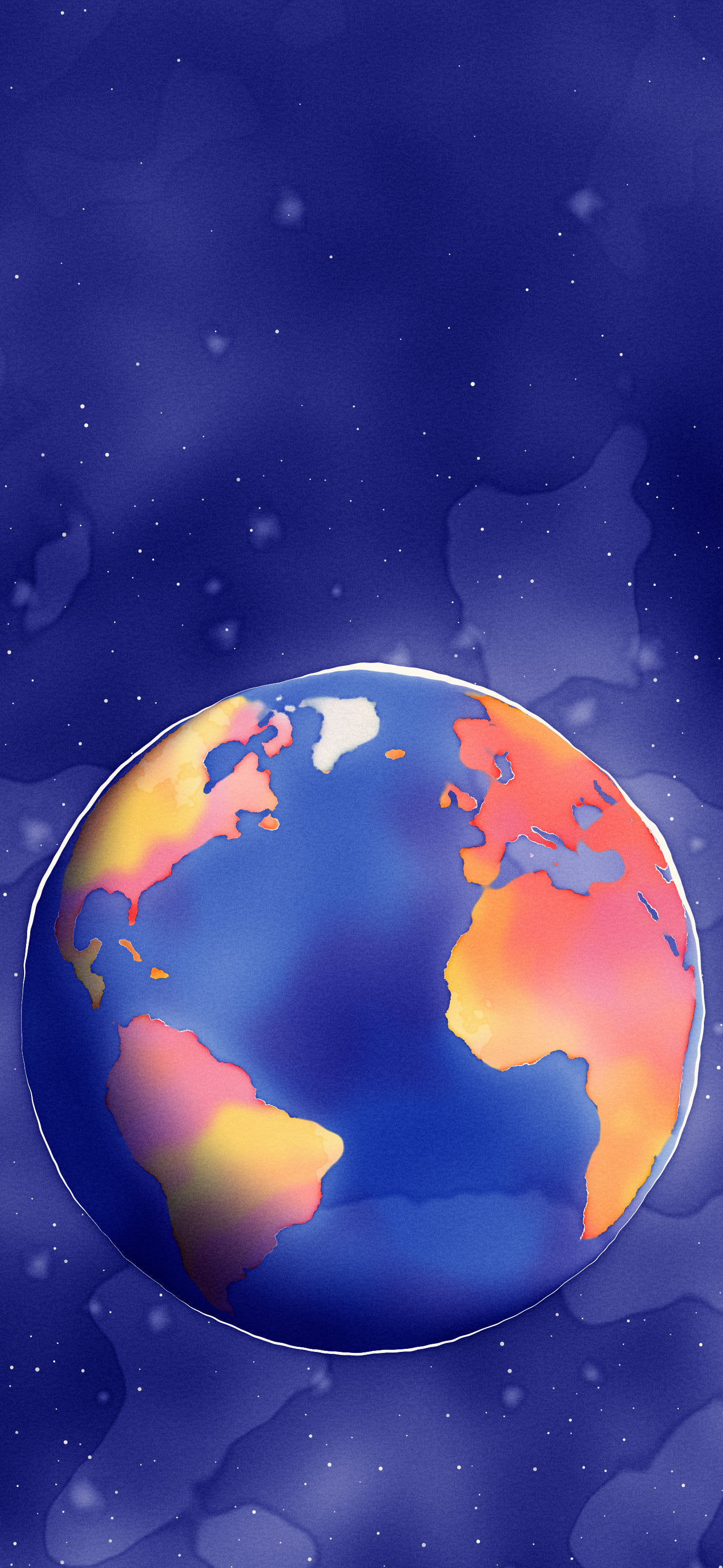 Royal Blue Watercolor Globe wallpaper for iPhone and Android