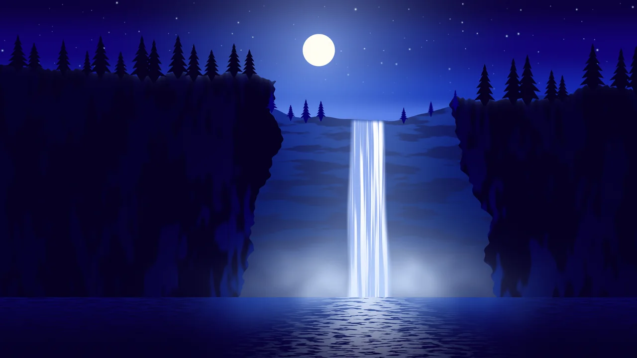 Royal Blue Waterfall desktop wallpaper in 4K