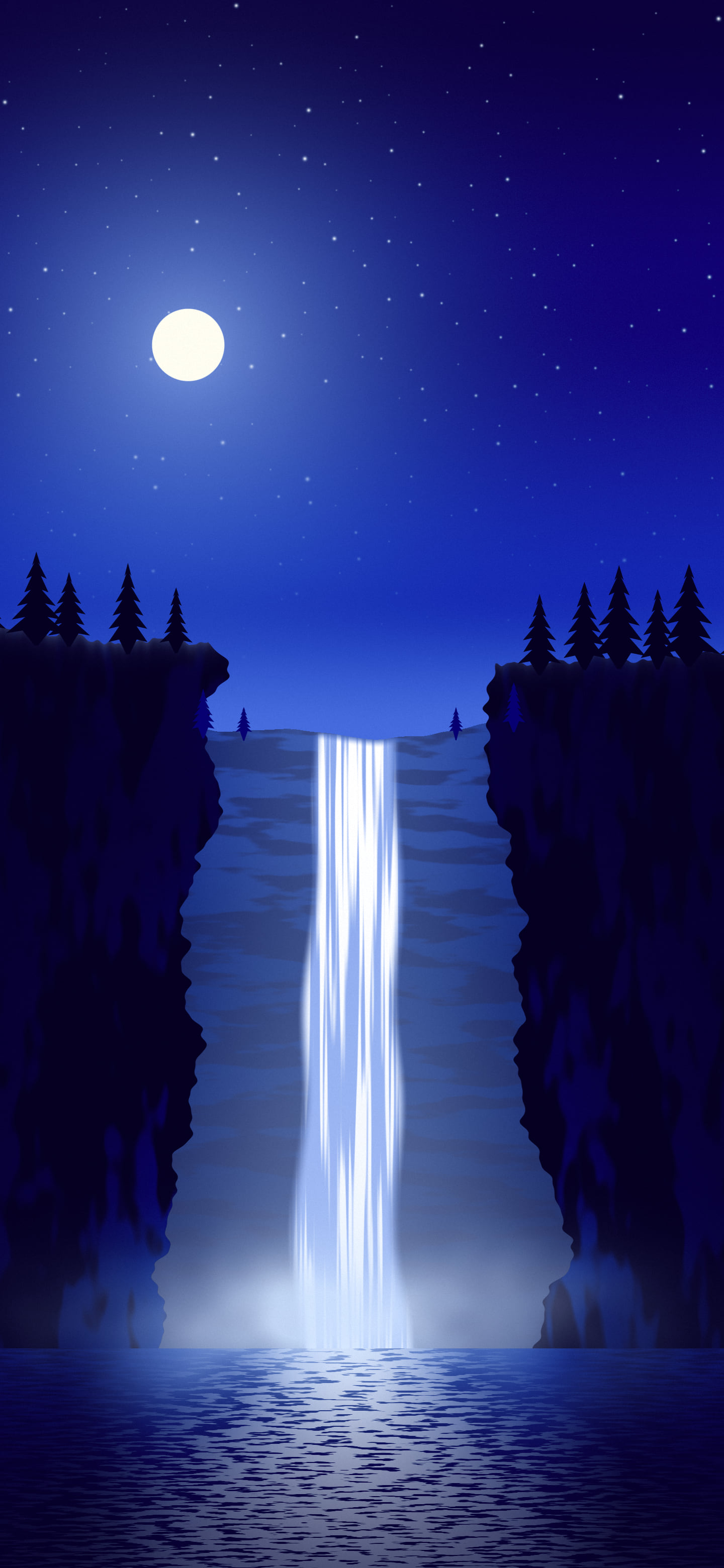 Royal Blue Waterfall wallpaper for iPhone and Android