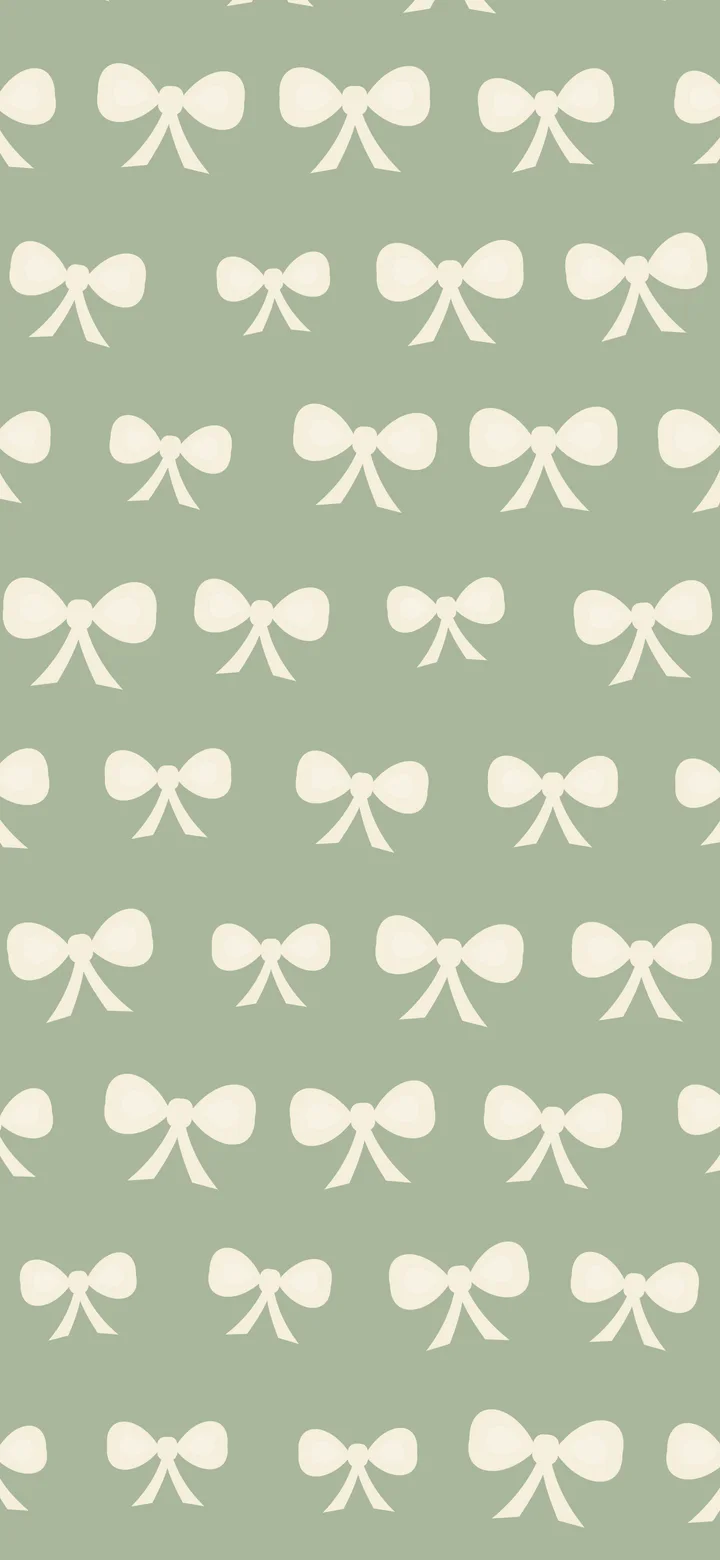 Sage Green and Cream Bow Pattern wallpaper for iPhone and Android