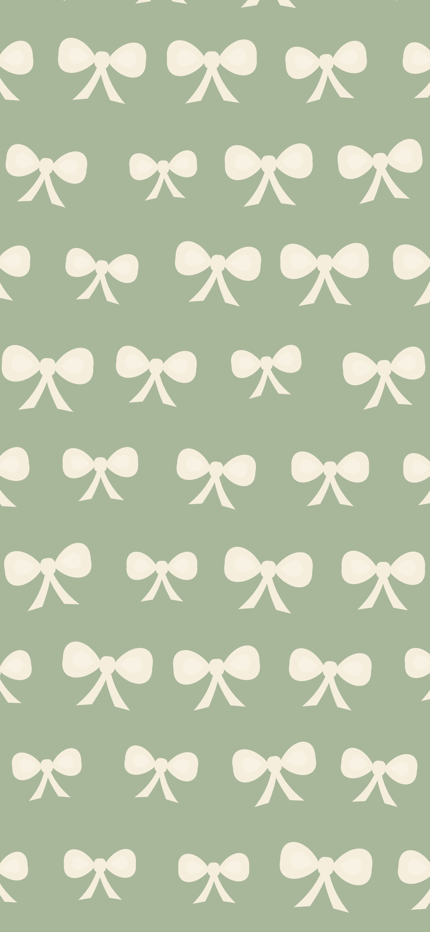 Sage Green and Cream Bow Pattern wallpaper for iPhone and Android