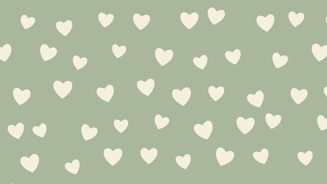 Sage Green and Cream Heart Pattern desktop wallpaper in 4K