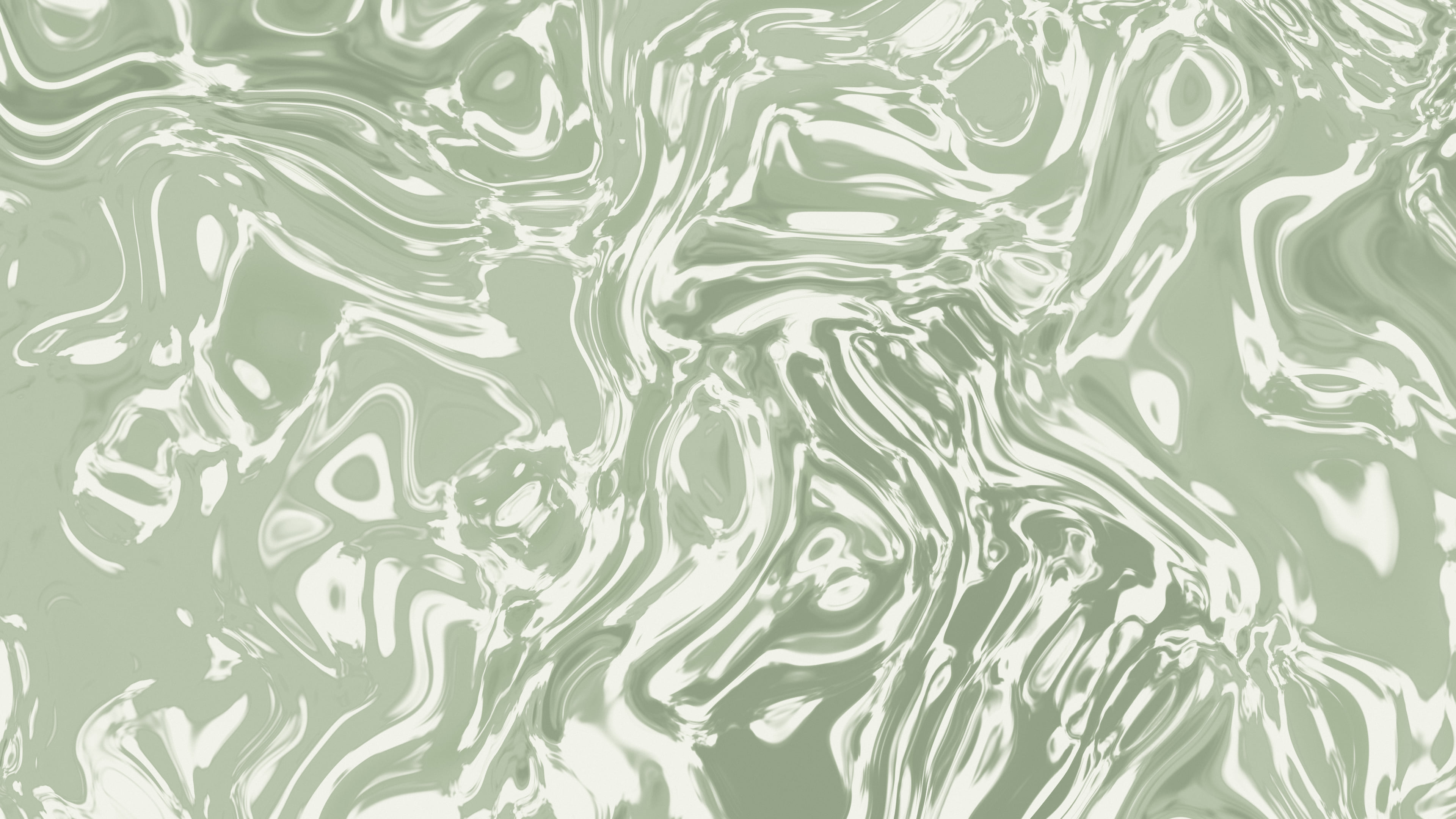 Sage Green and Cream Liquid Marble desktop wallpaper in 4K