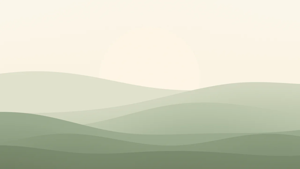 Sage Green and Cream Minimalist Sunset Hills desktop wallpaper in 4K