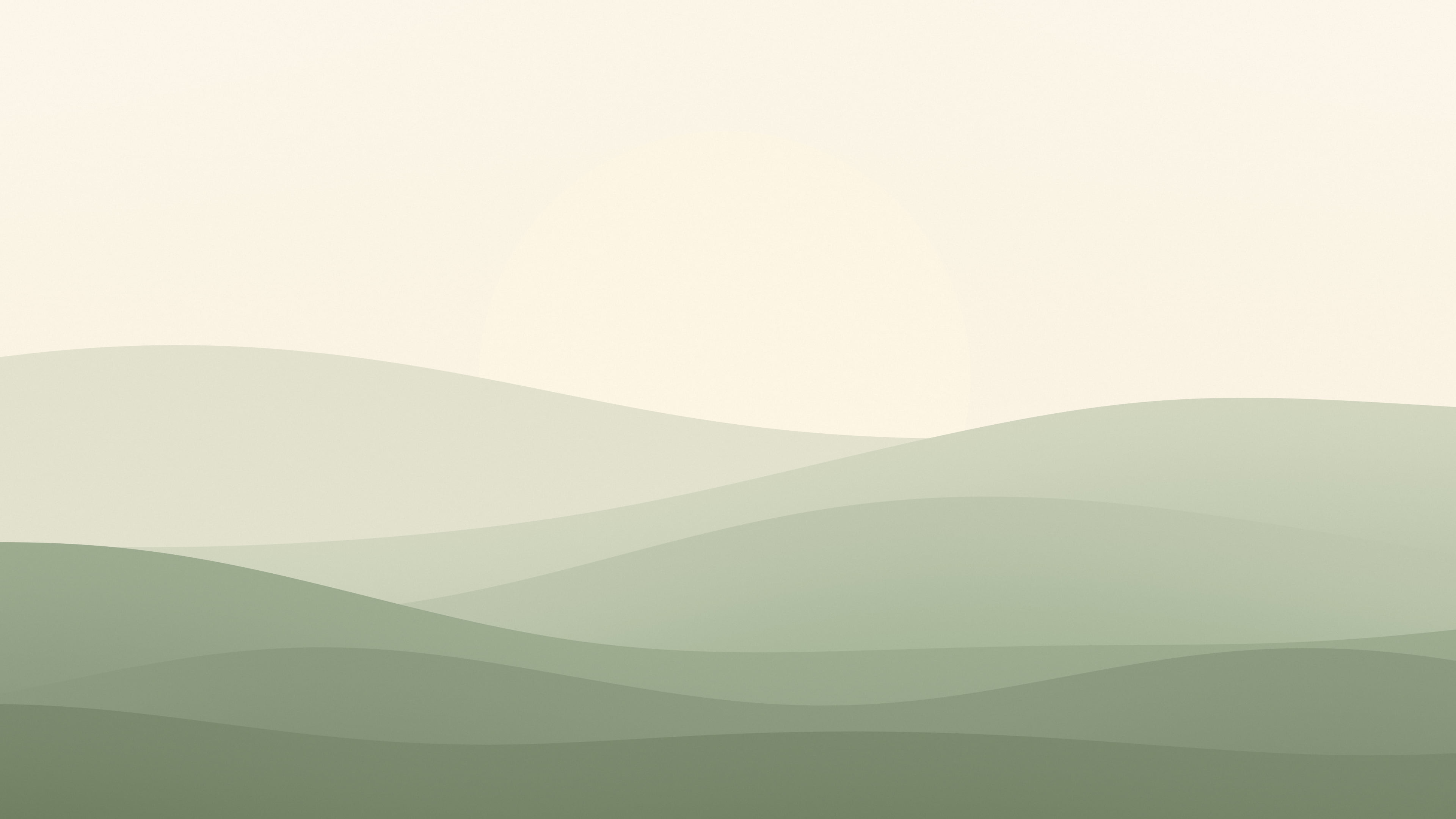 Sage Green and Cream Minimalist Sunset Hills desktop wallpaper in 4K