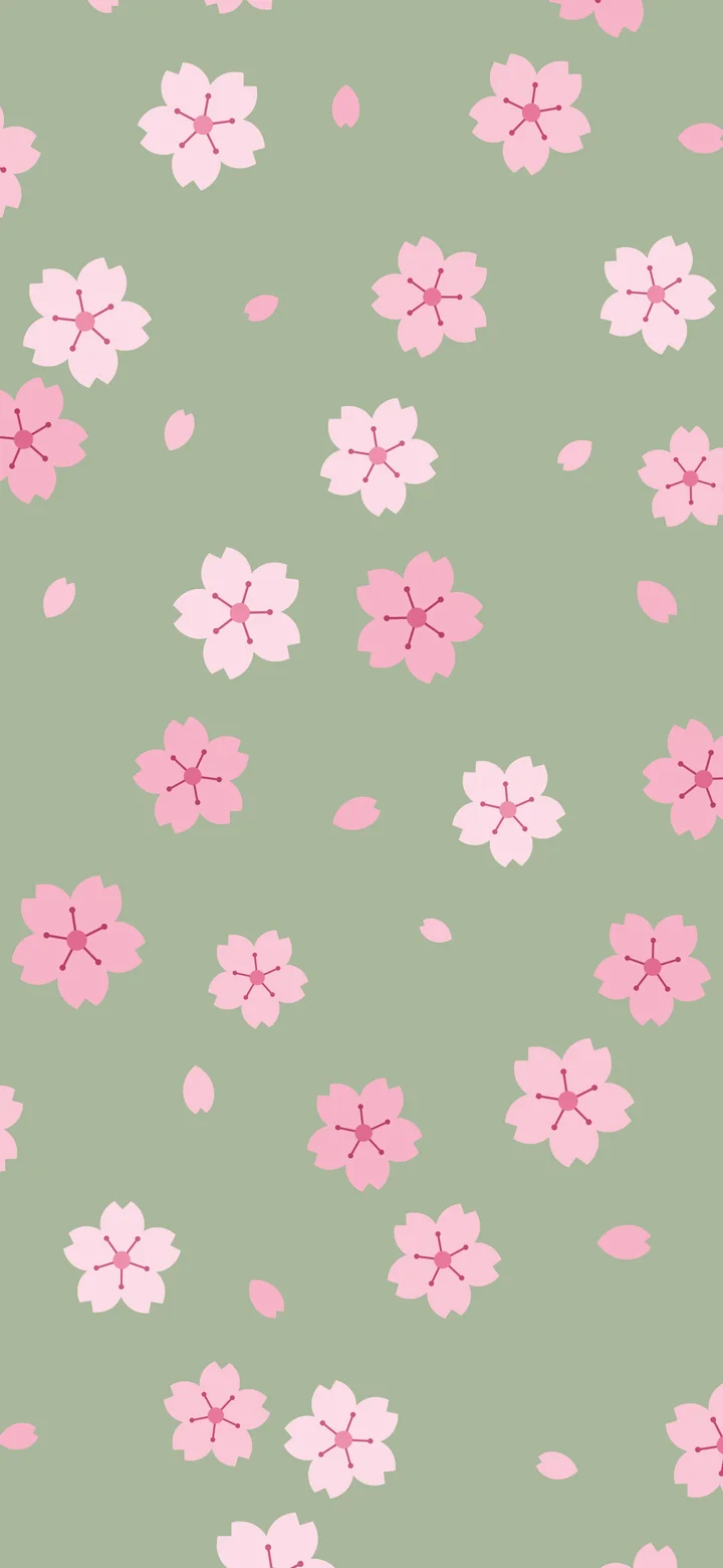 Sage Green Cherry Blossom Pattern wallpaper for iPhone and Android
