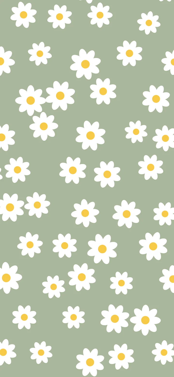 Sage Green Daisy Flower Pattern wallpaper for iPhone and Android