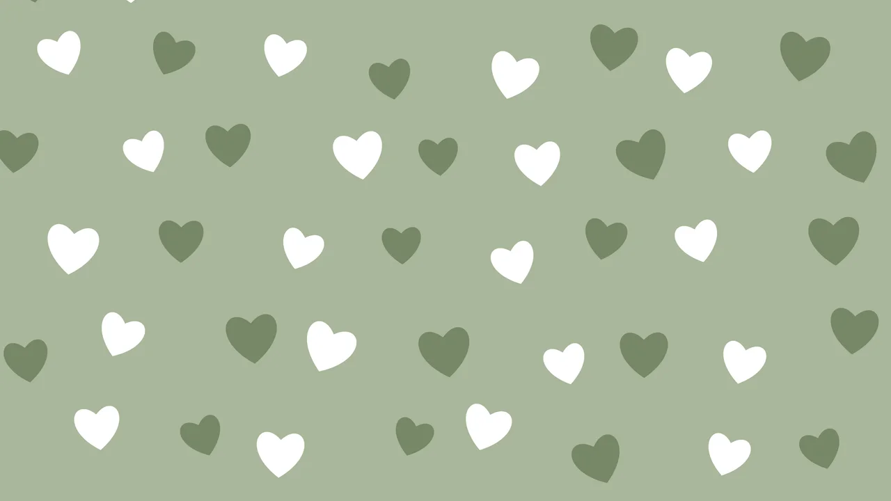 Sage Green Heart Pattern desktop wallpaper in 4K