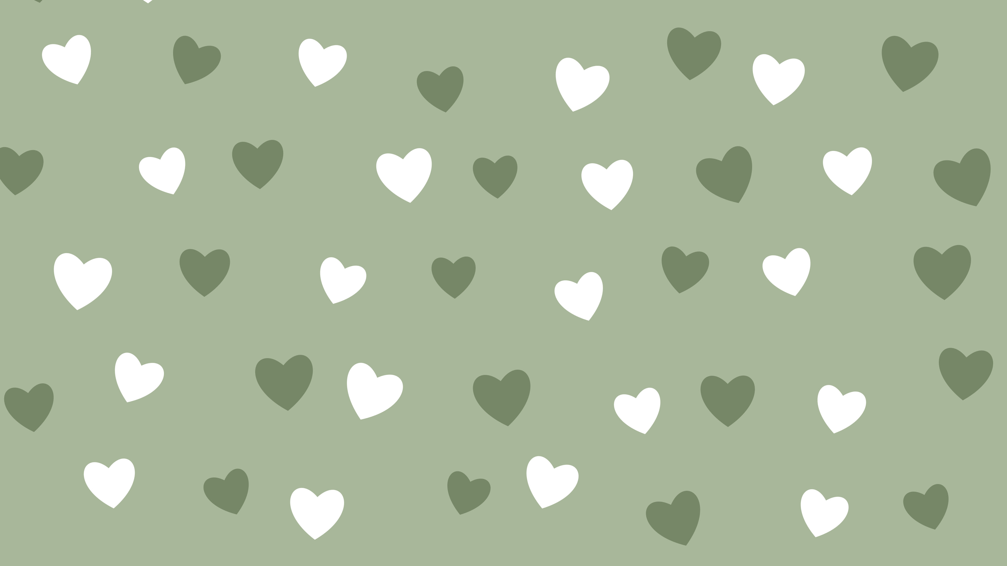 Sage Green Heart Pattern desktop wallpaper in 4K