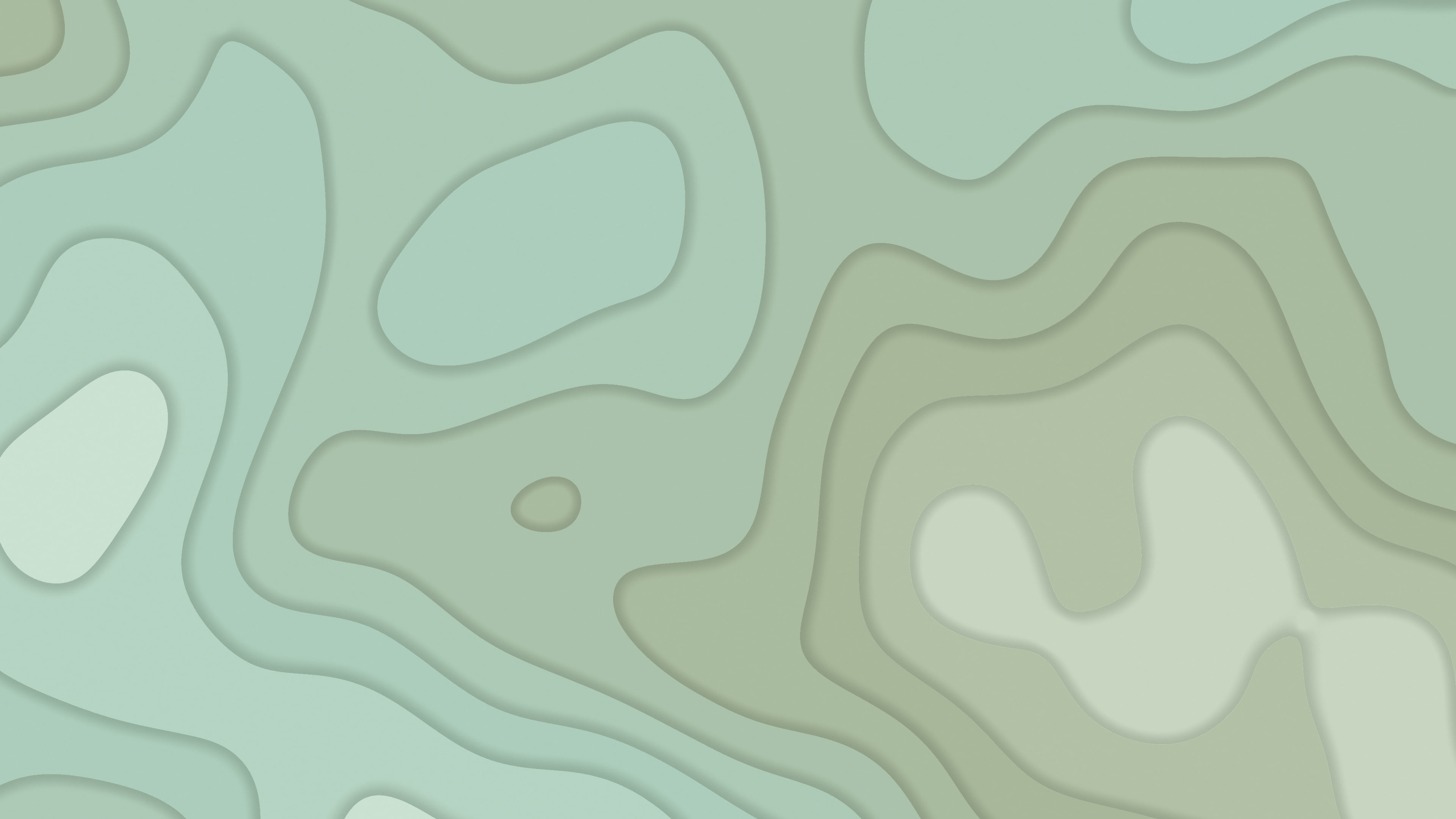 Sage Green Layered Topographic desktop wallpaper in 4K