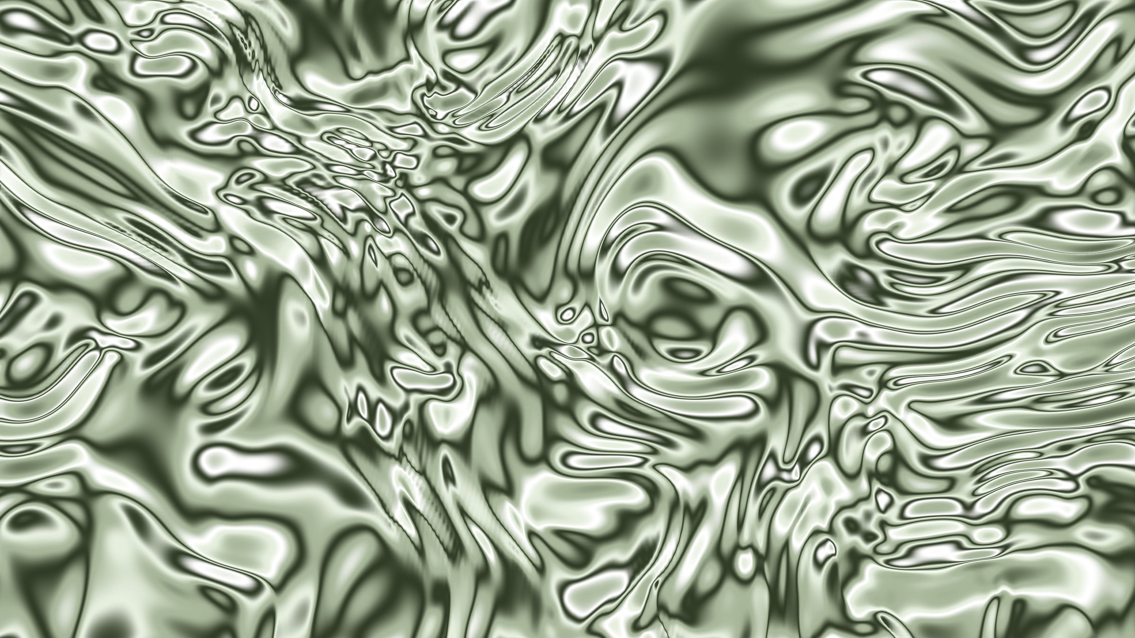 Sage Green Liquid Chrome desktop wallpaper in 4K