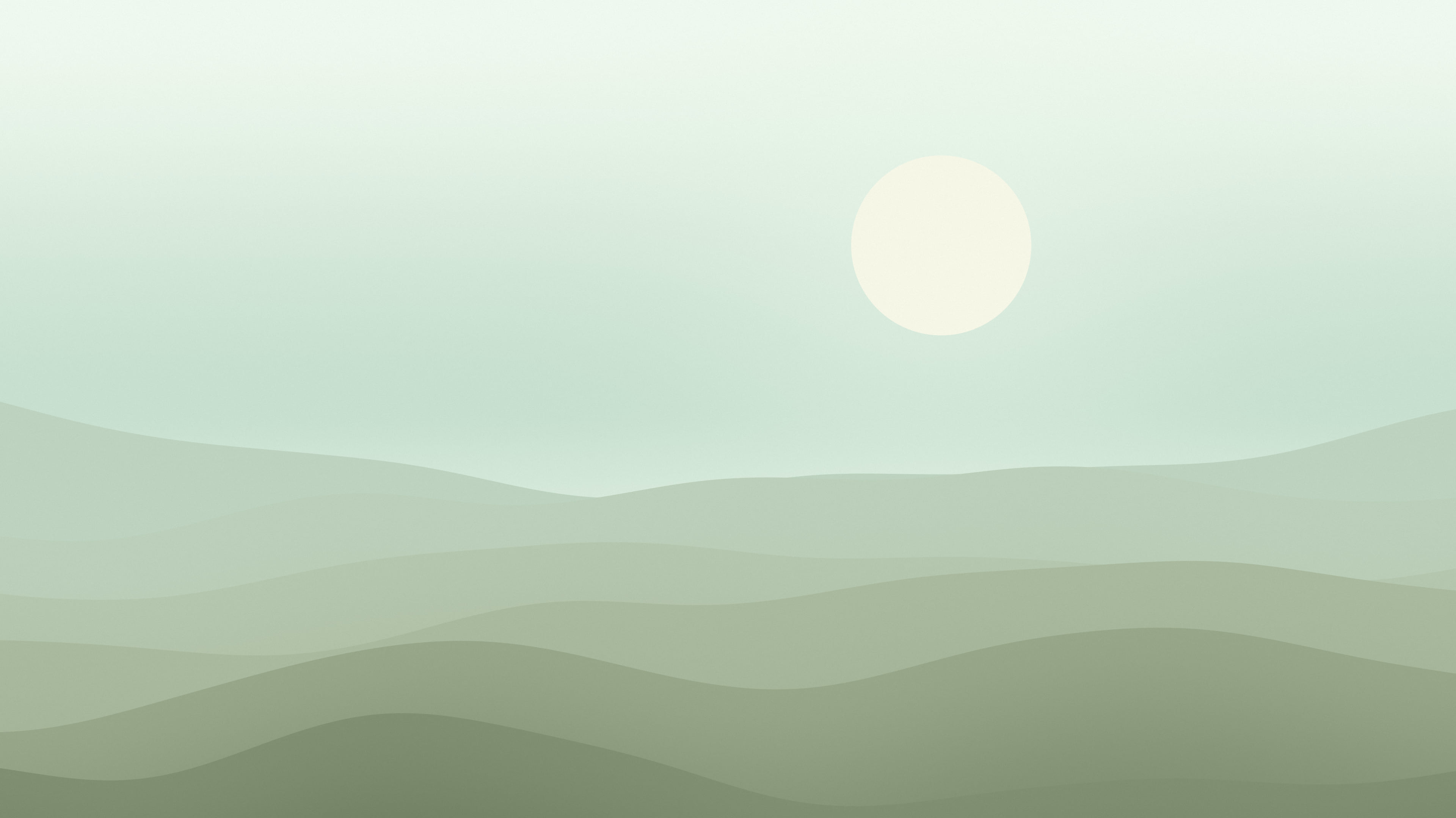 Sage Green Minimalist Desert Dunes desktop wallpaper in 4K