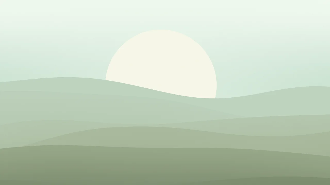 Sage Green Minimalist Sunset Hills desktop wallpaper in 4K