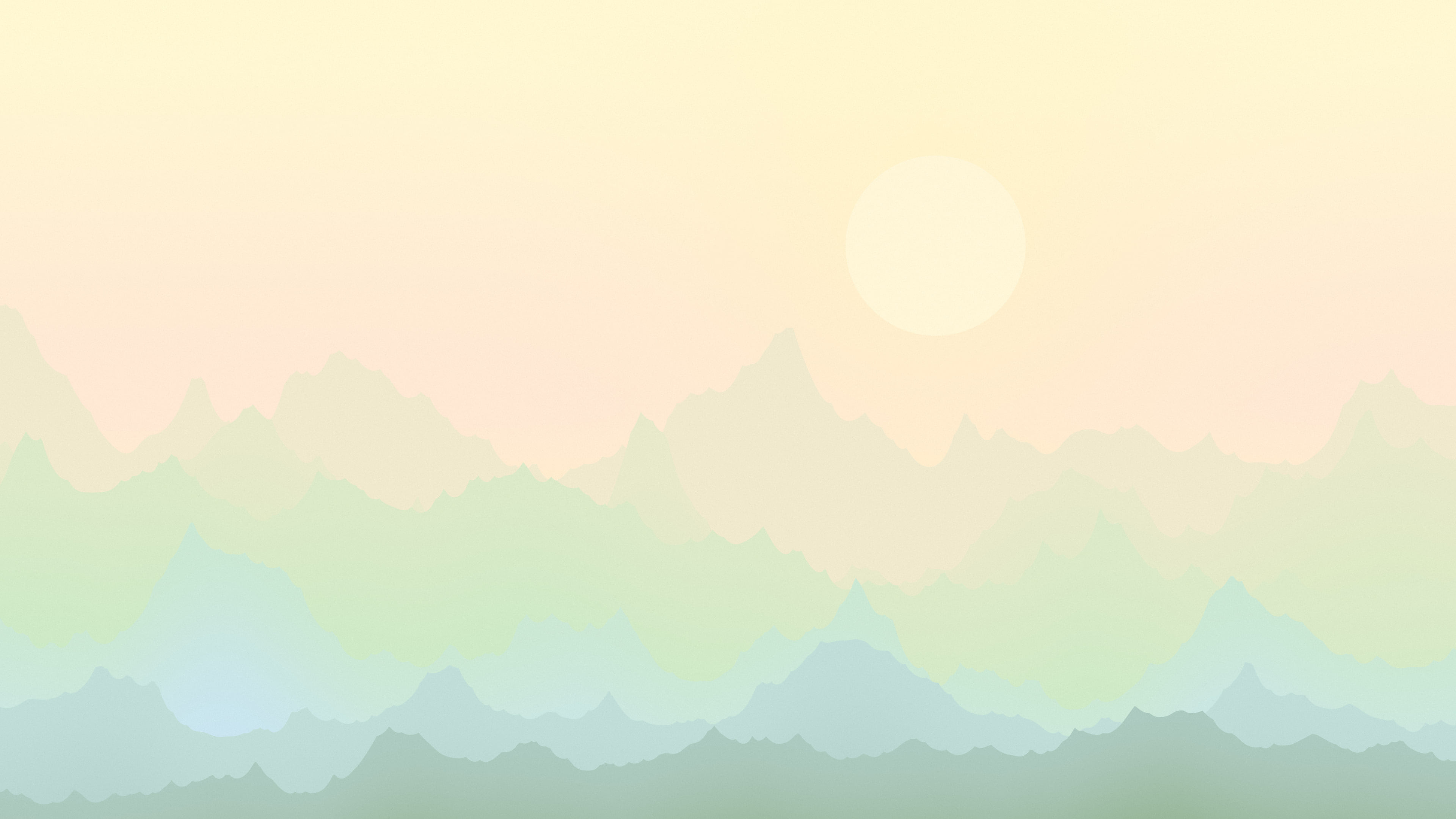 Spring Pastel Minimalist Mountain Landscape desktop wallpaper in 4K