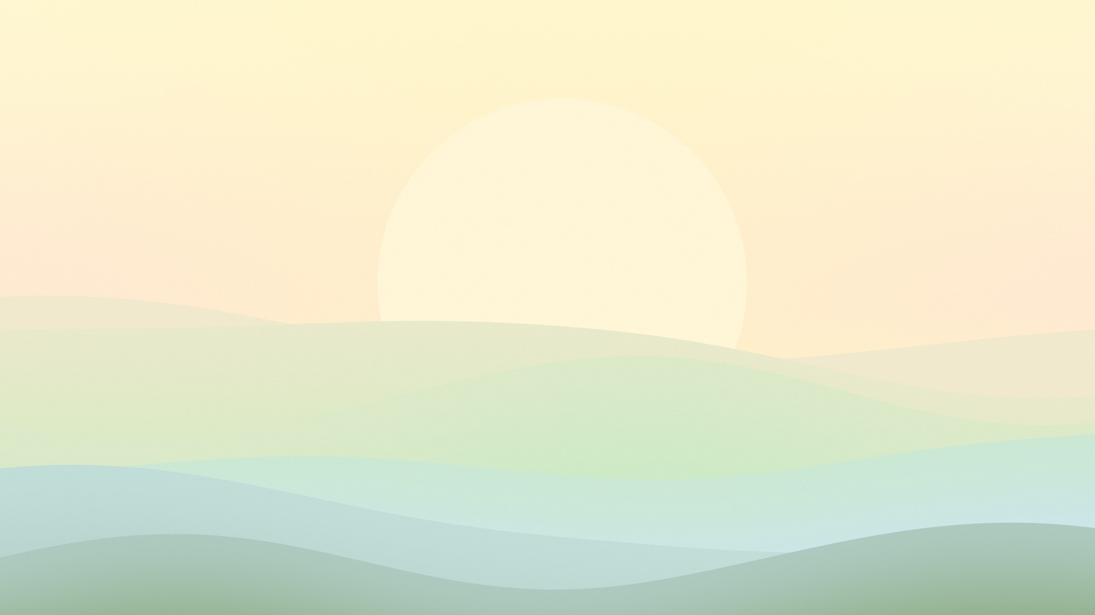 Spring Pastel Minimalist Sunset Hills desktop wallpaper in 4K