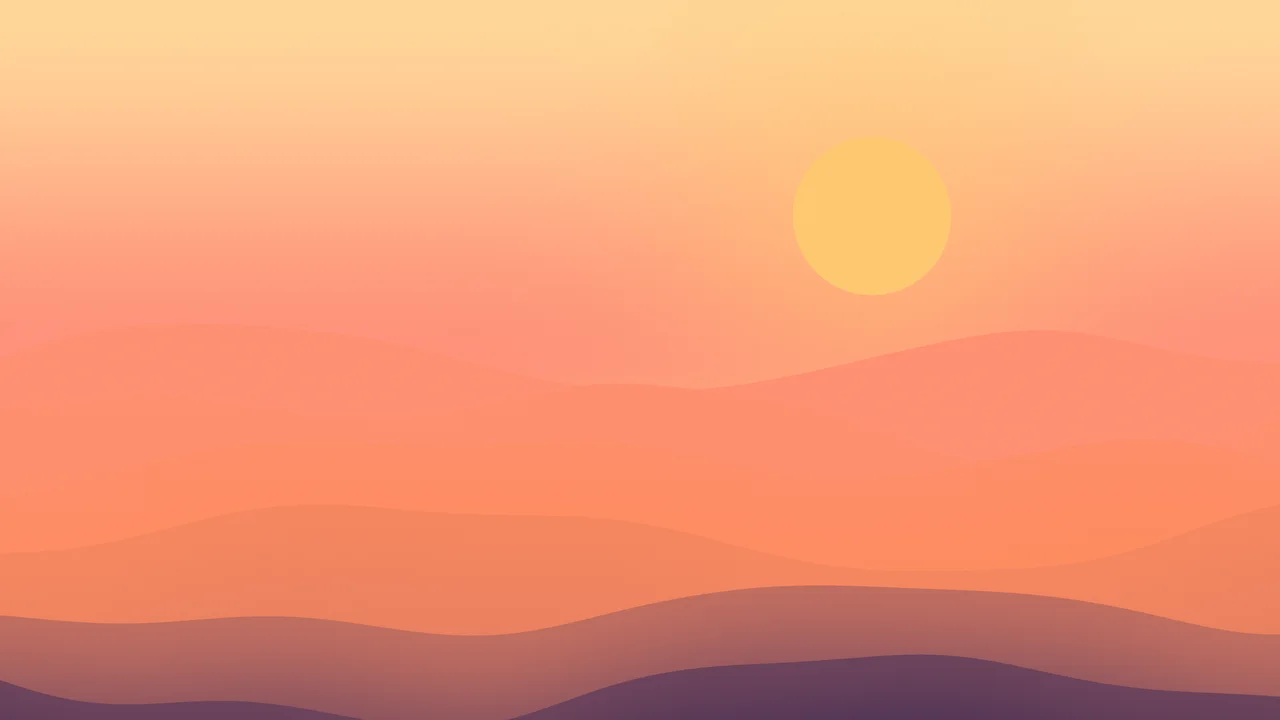 Sunset Minimalist Desert Dunes desktop wallpaper in 4K