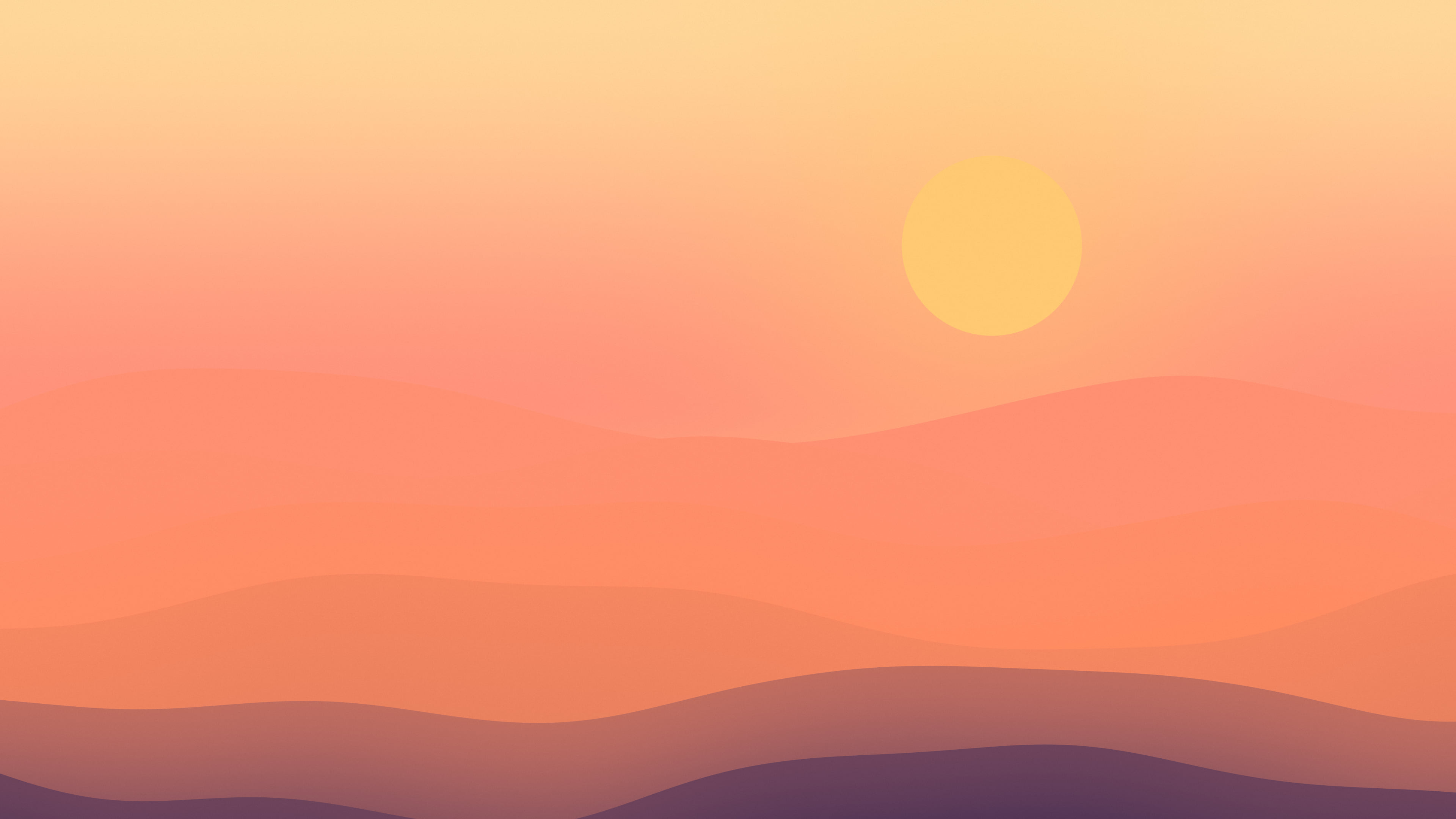 Sunset Minimalist Desert Dunes desktop wallpaper in 4K