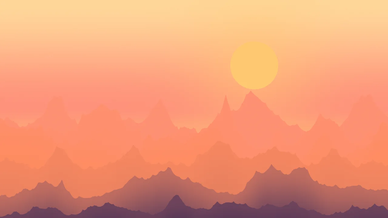 Sunset Minimalist Mountain Landscape desktop wallpaper in 4K