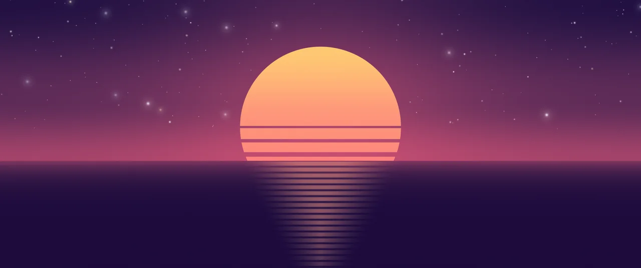 Sunset Retro Striped Sun ultrawide wallpaper, 3440 × 1440
