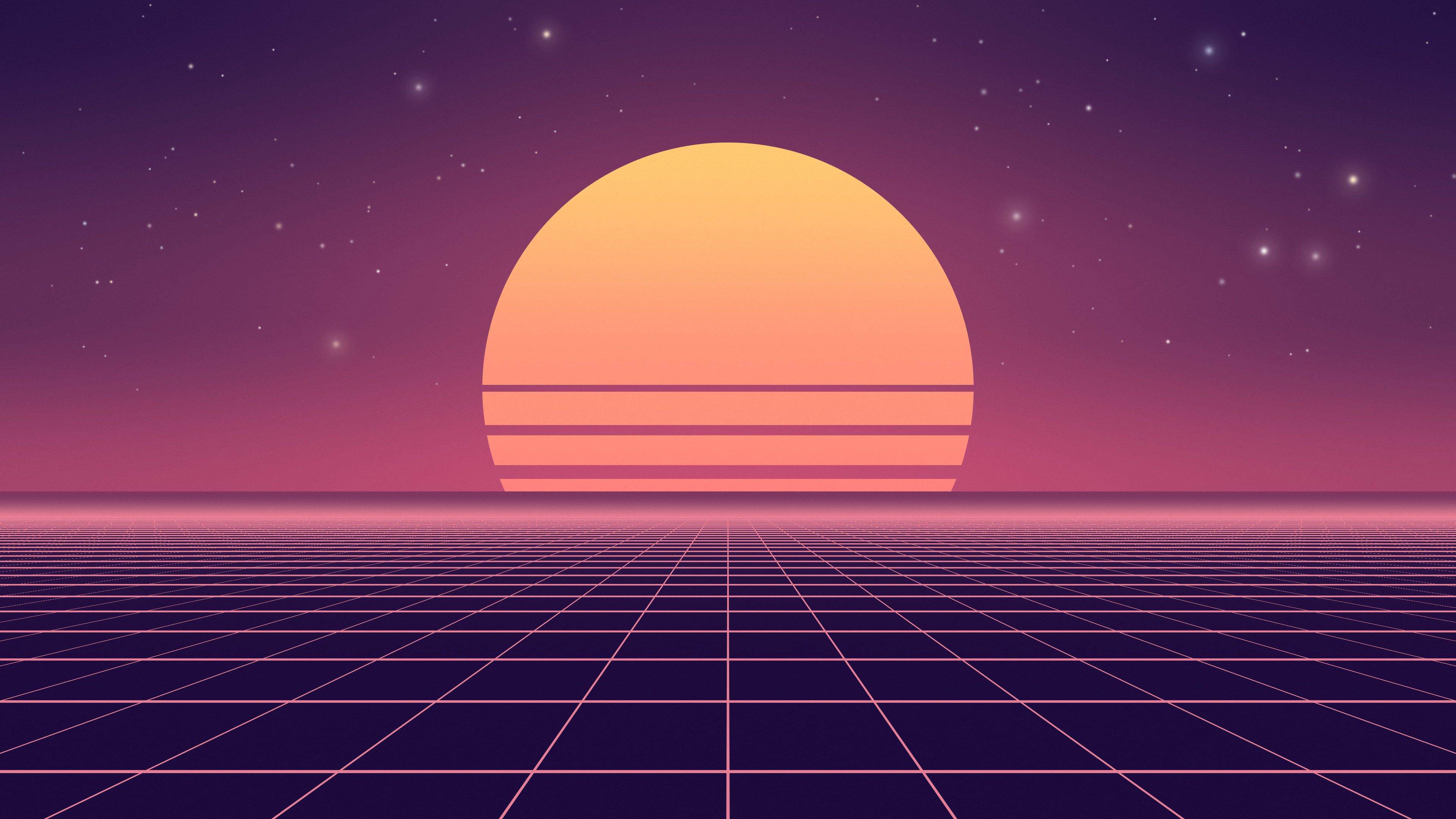 Computee Background Synthwave Grid Sunset Wallpaper – 4K Desktop & iPhone