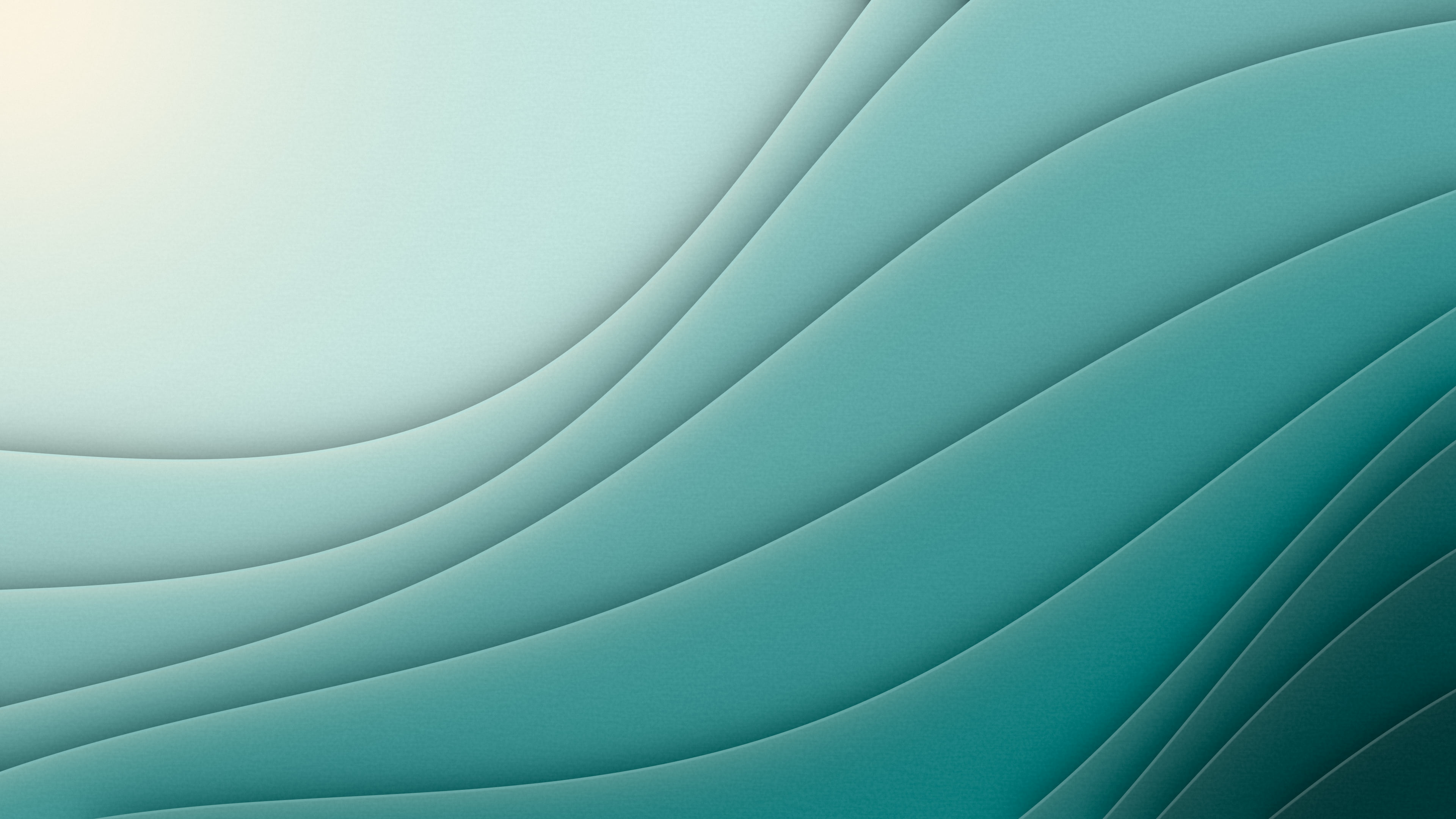 Teal 3D Paper Cut Abstract Curves desktop wallpaper in 4K