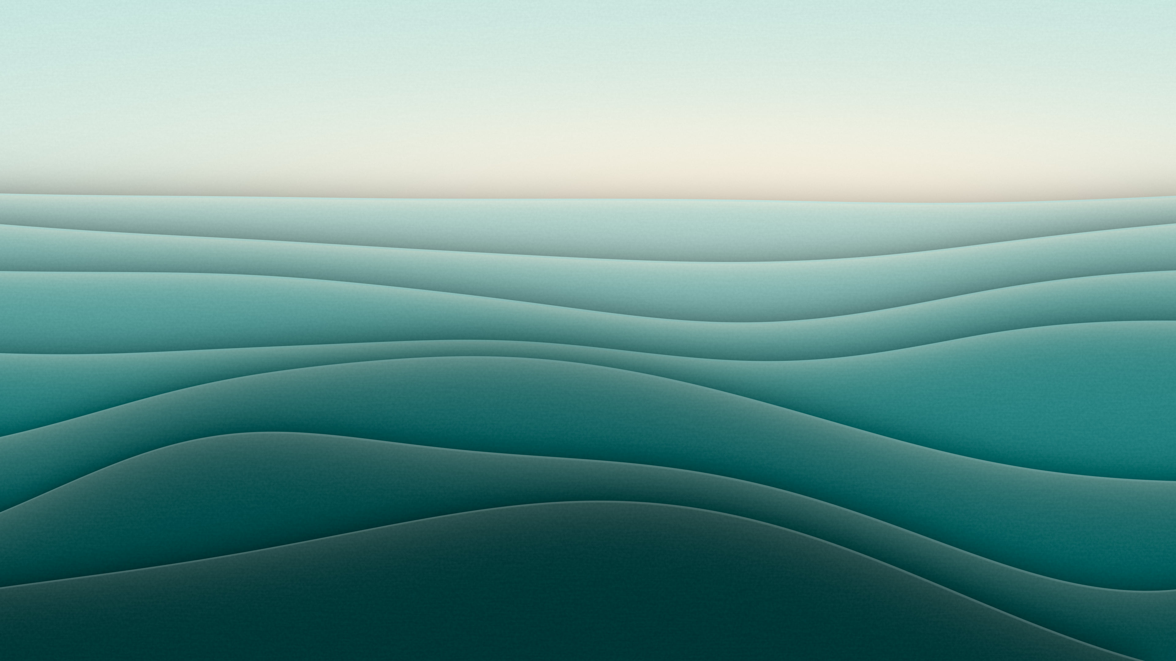 Teal 3D Paper Cut Abstract Layers desktop wallpaper in 4K