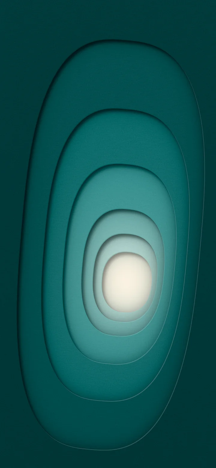 Teal 3D Paper Cut Abstract Rings wallpaper for iPhone and Android