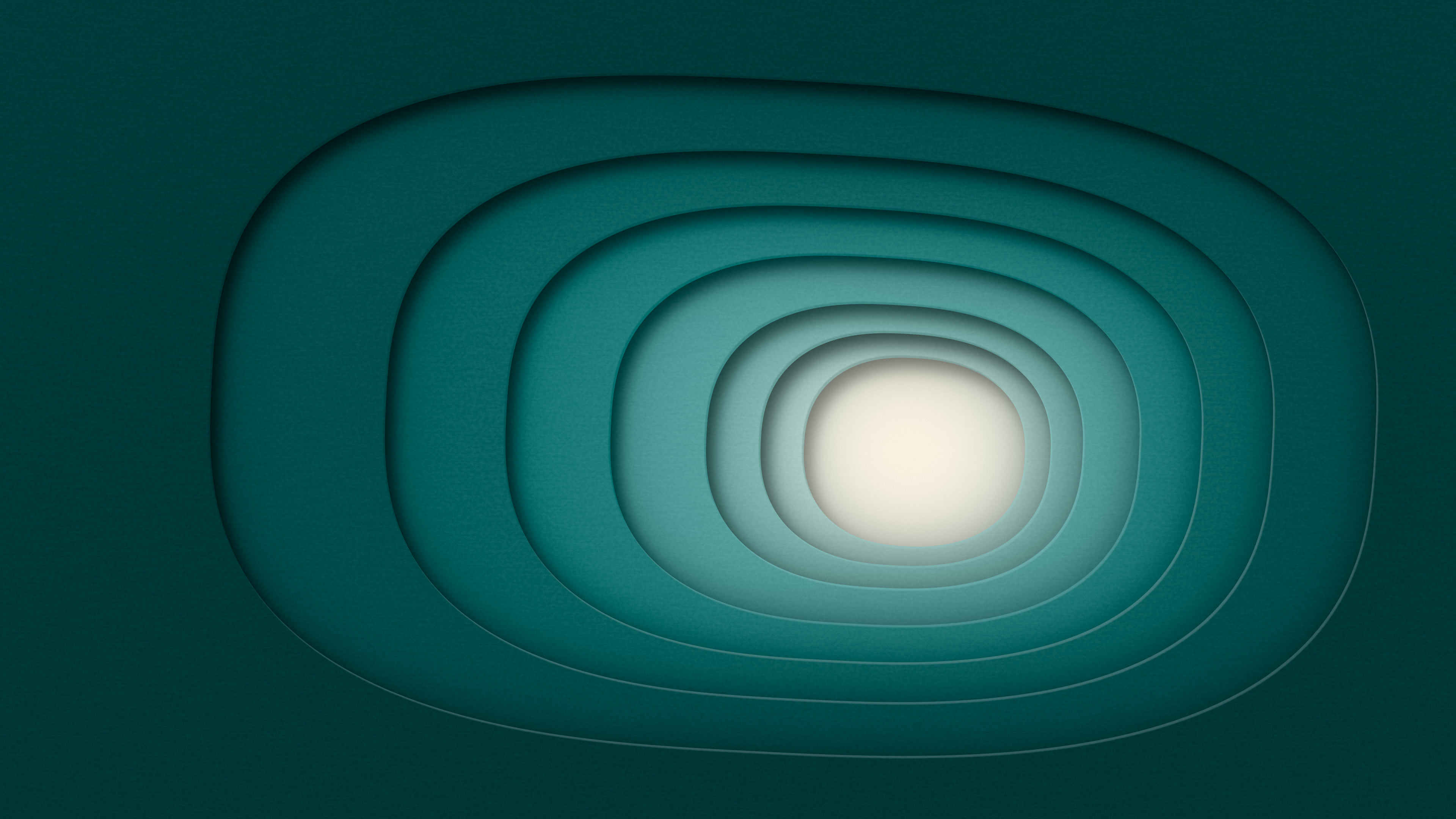 Teal 3D Paper Cut Abstract Rings desktop wallpaper in 4K