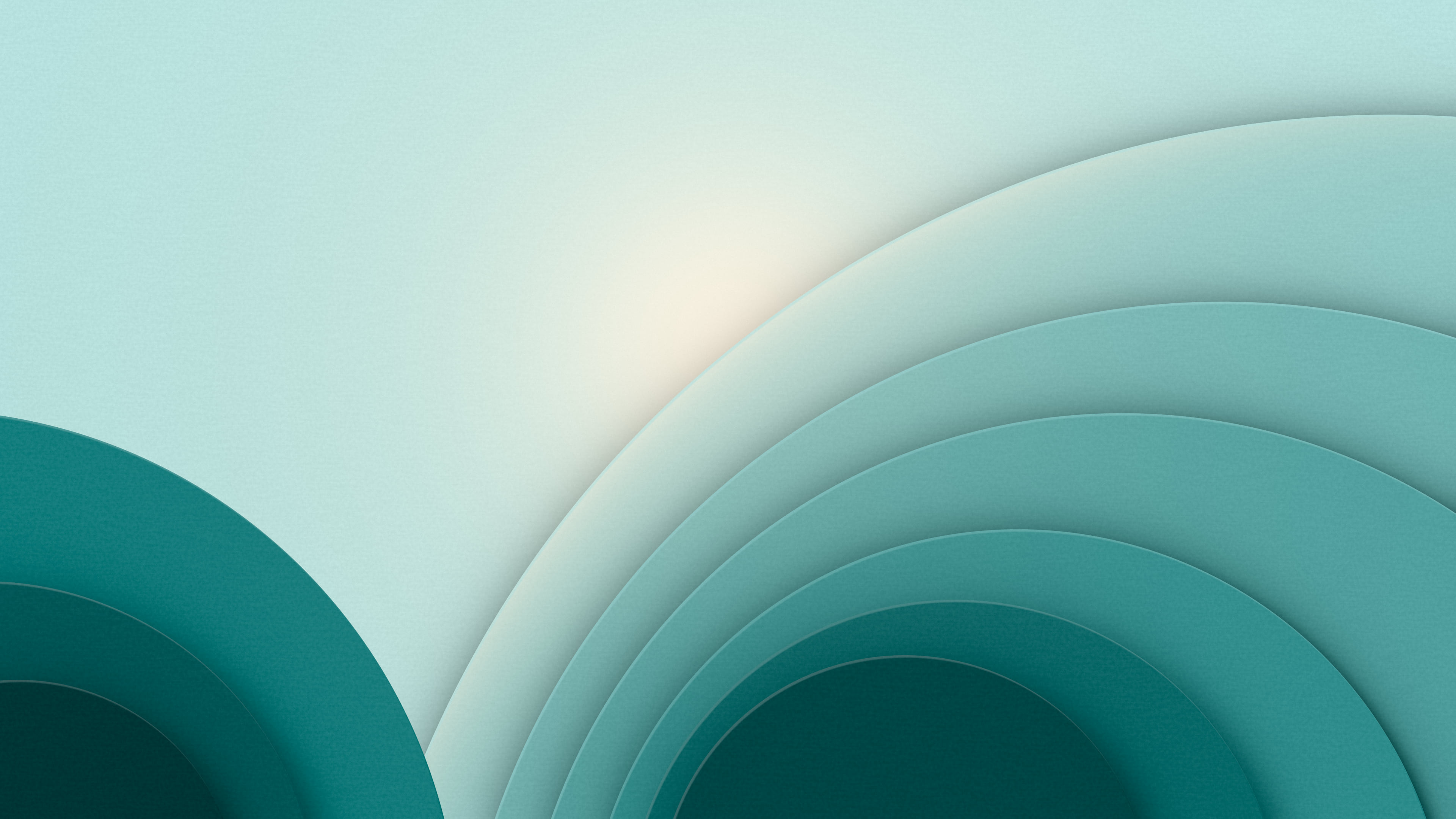 Teal 3D Paper Cut Geometric Circles desktop wallpaper in 4K